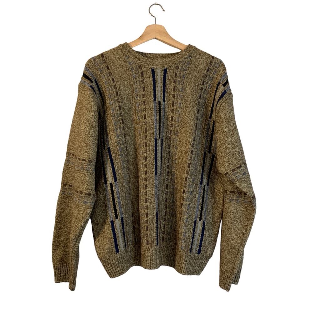 D'Avila Vintage Grandpa Tan Crewneck Sweater Mens Size Large